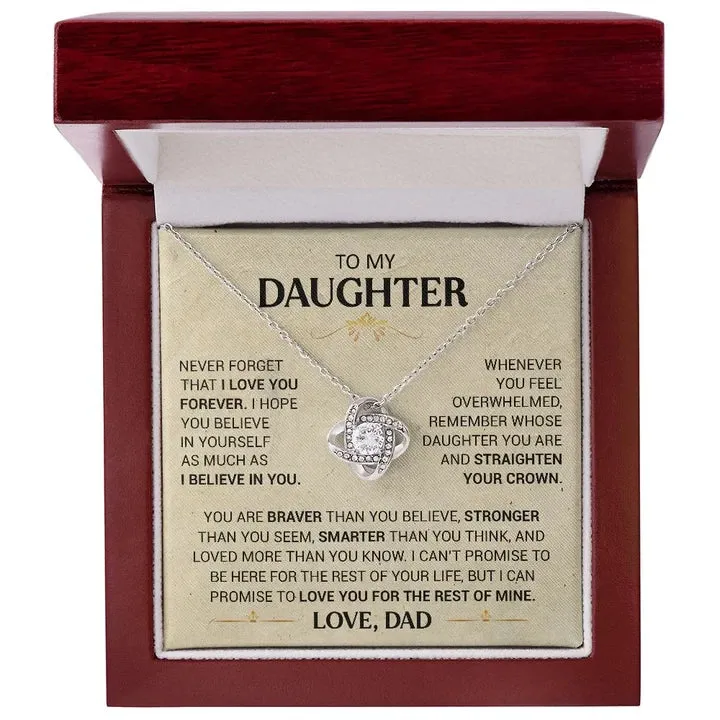 To My Daughter necklace - Straighten Your Crown - Dad Love Knot Necklace
