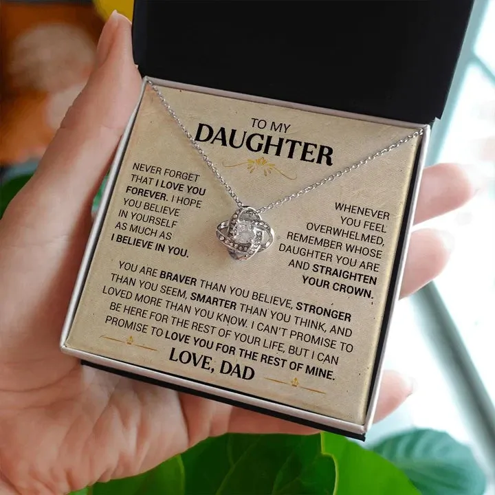 To My Daughter necklace - Straighten Your Crown - Dad Love Knot Necklace