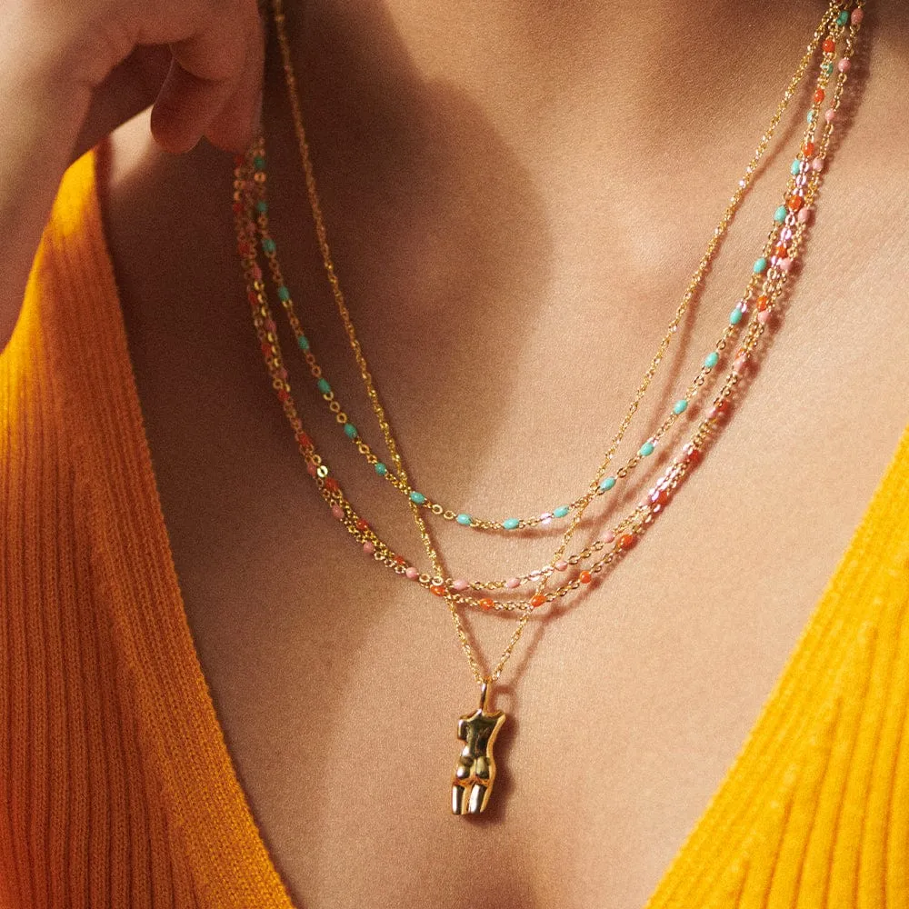 Treasures Coral Beaded Necklace 18ct Gold Plate
