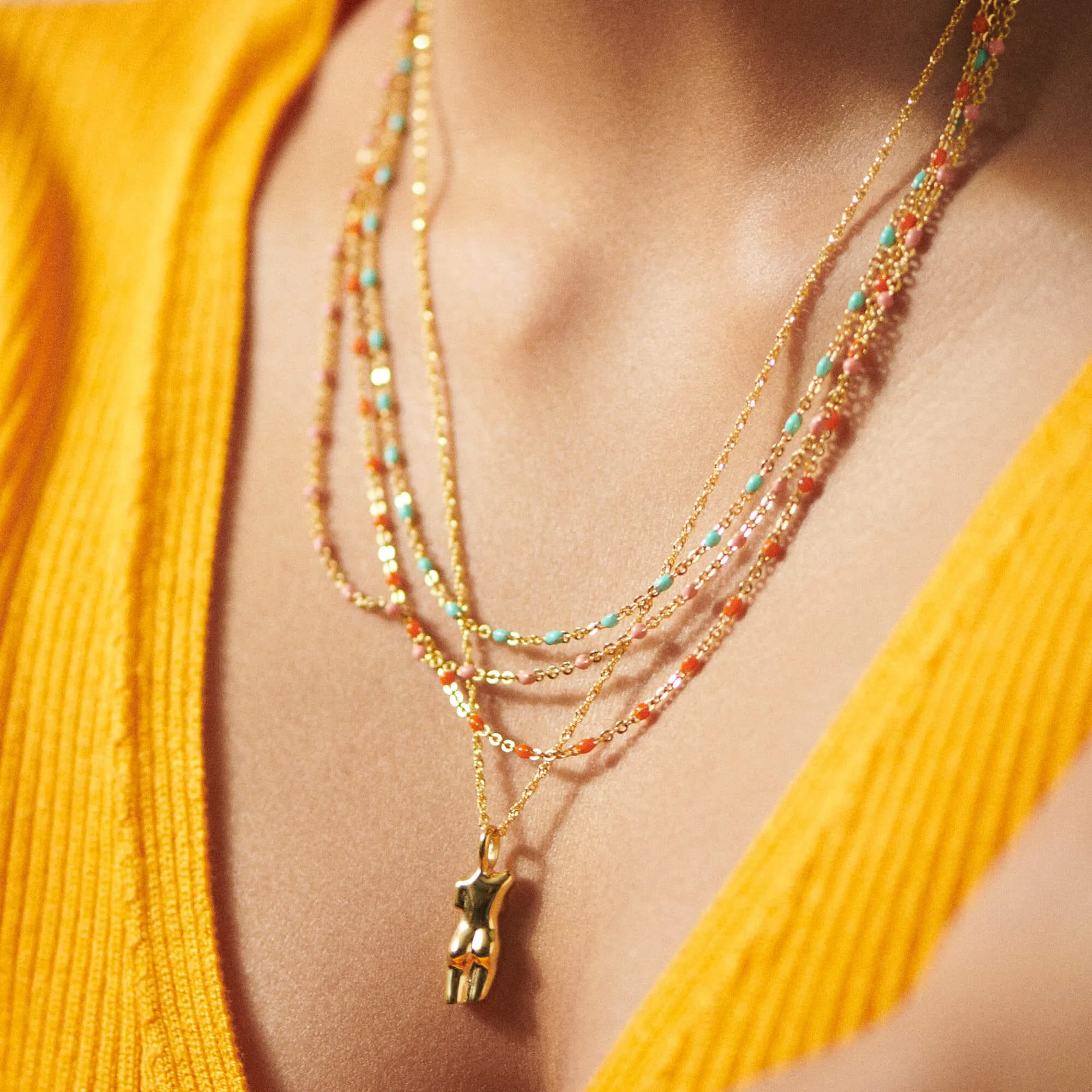 Treasures Coral Beaded Necklace 18ct Gold Plate