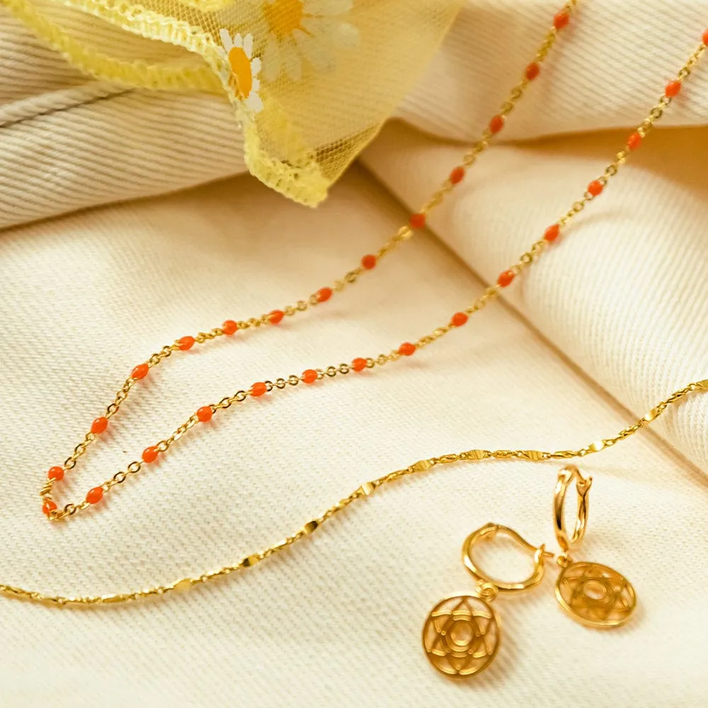 Treasures Coral Beaded Necklace 18ct Gold Plate