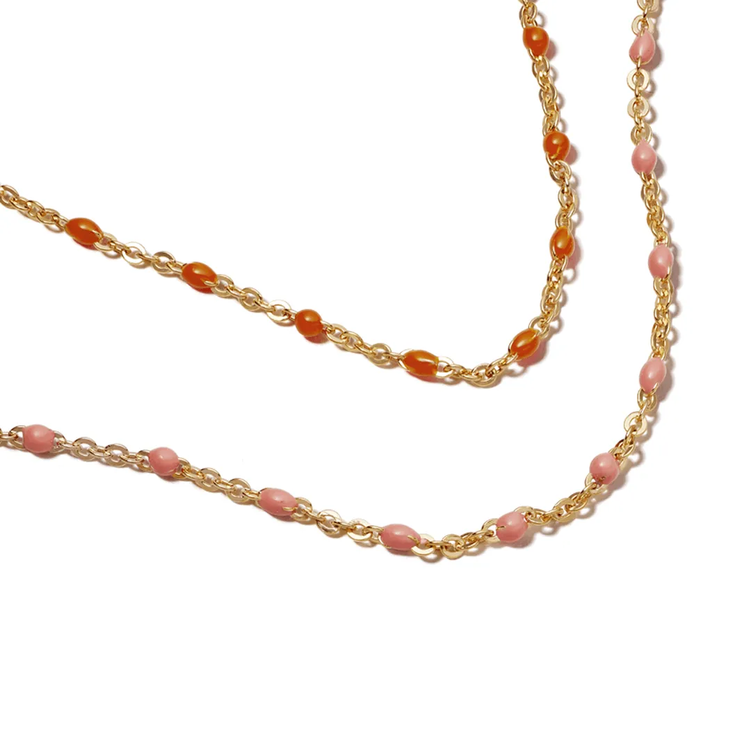 Treasures Coral Beaded Necklace 18ct Gold Plate
