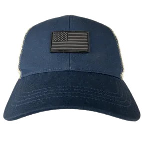 Trucker Hat Navy Blue/White with US Flag