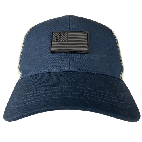 Trucker Hat Navy Blue/White with US Flag