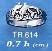 Twin Dolphins Silver Toe Ring TR614