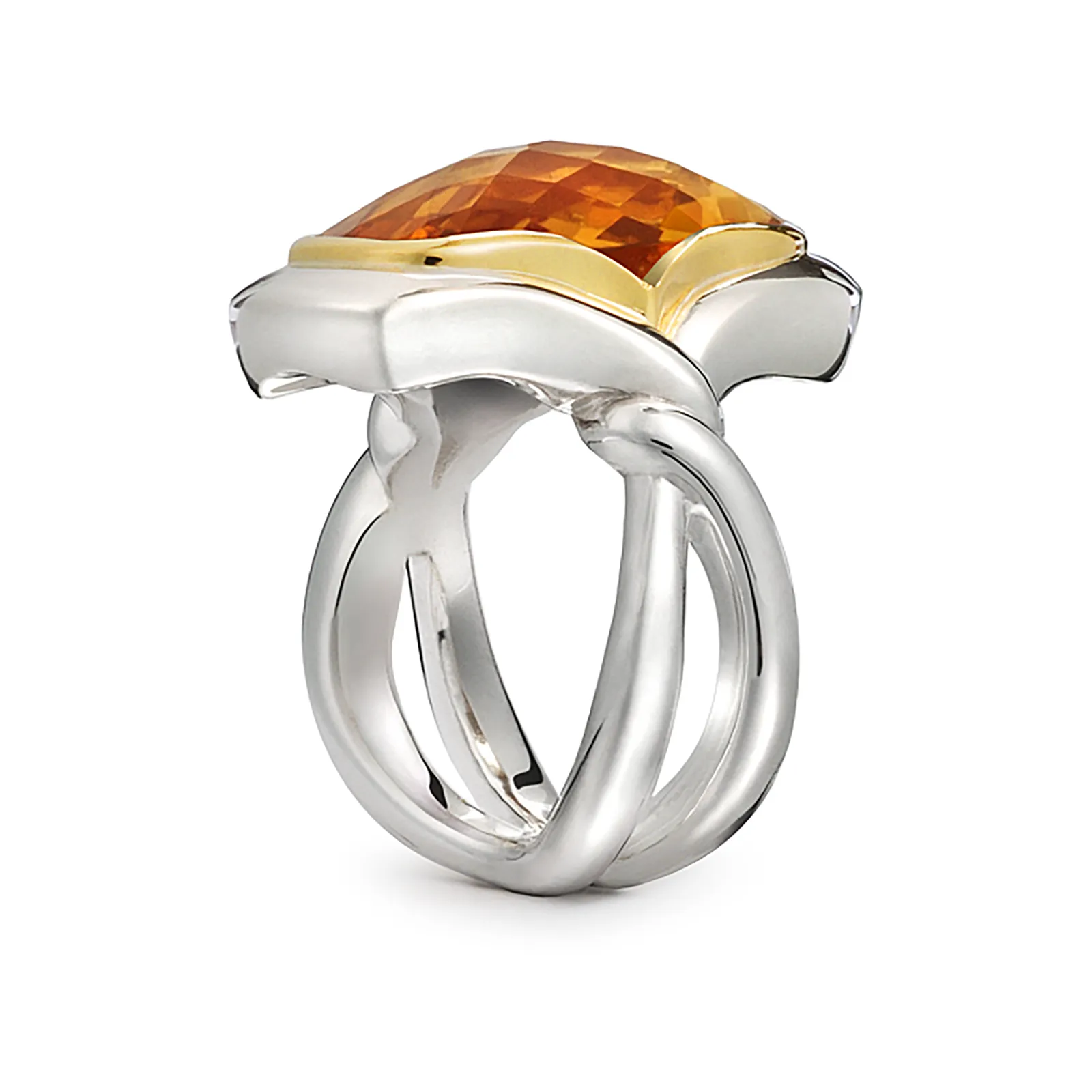Twizzle Cushion Citrine and Sterling Silver Ring