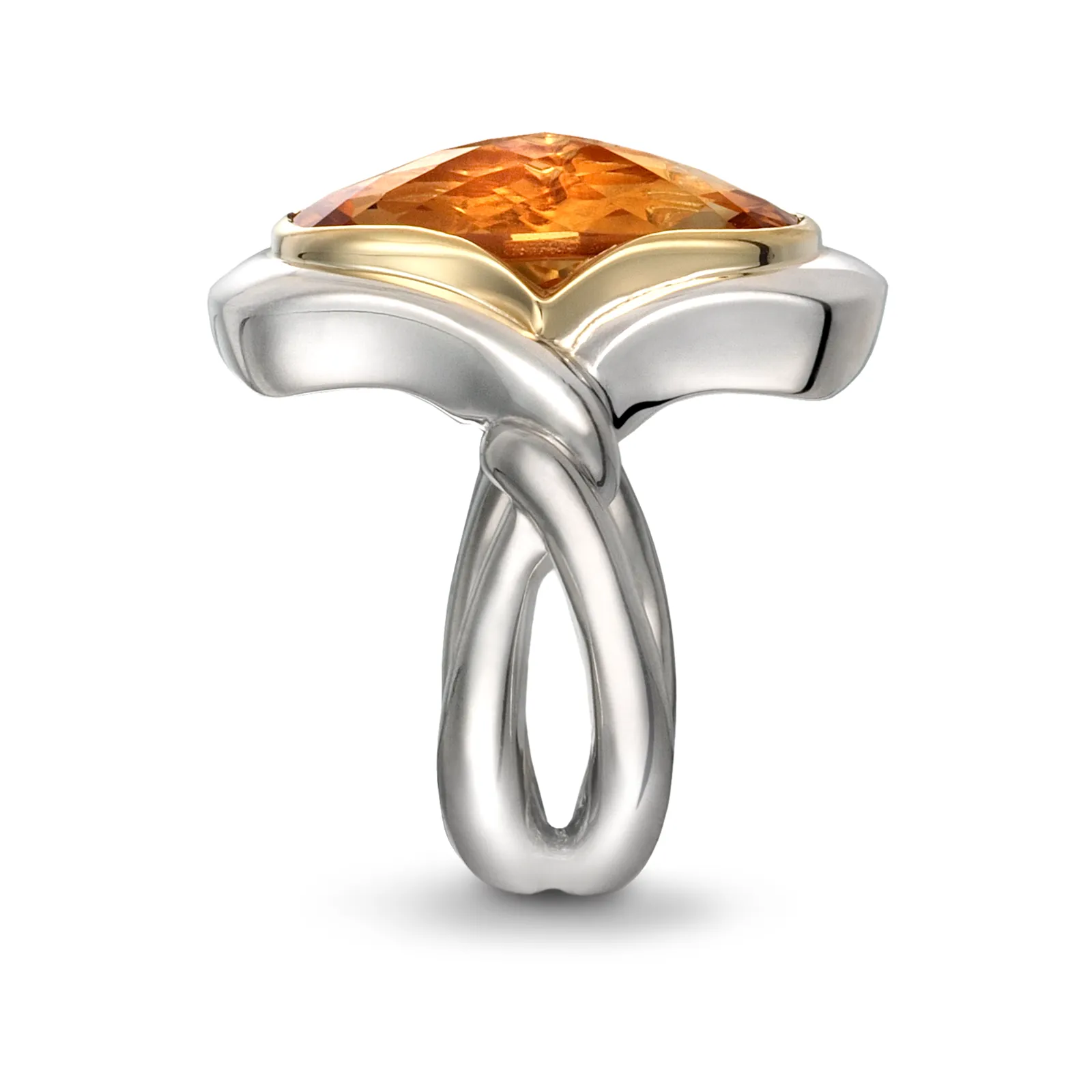 Twizzle Cushion Citrine and Sterling Silver Ring