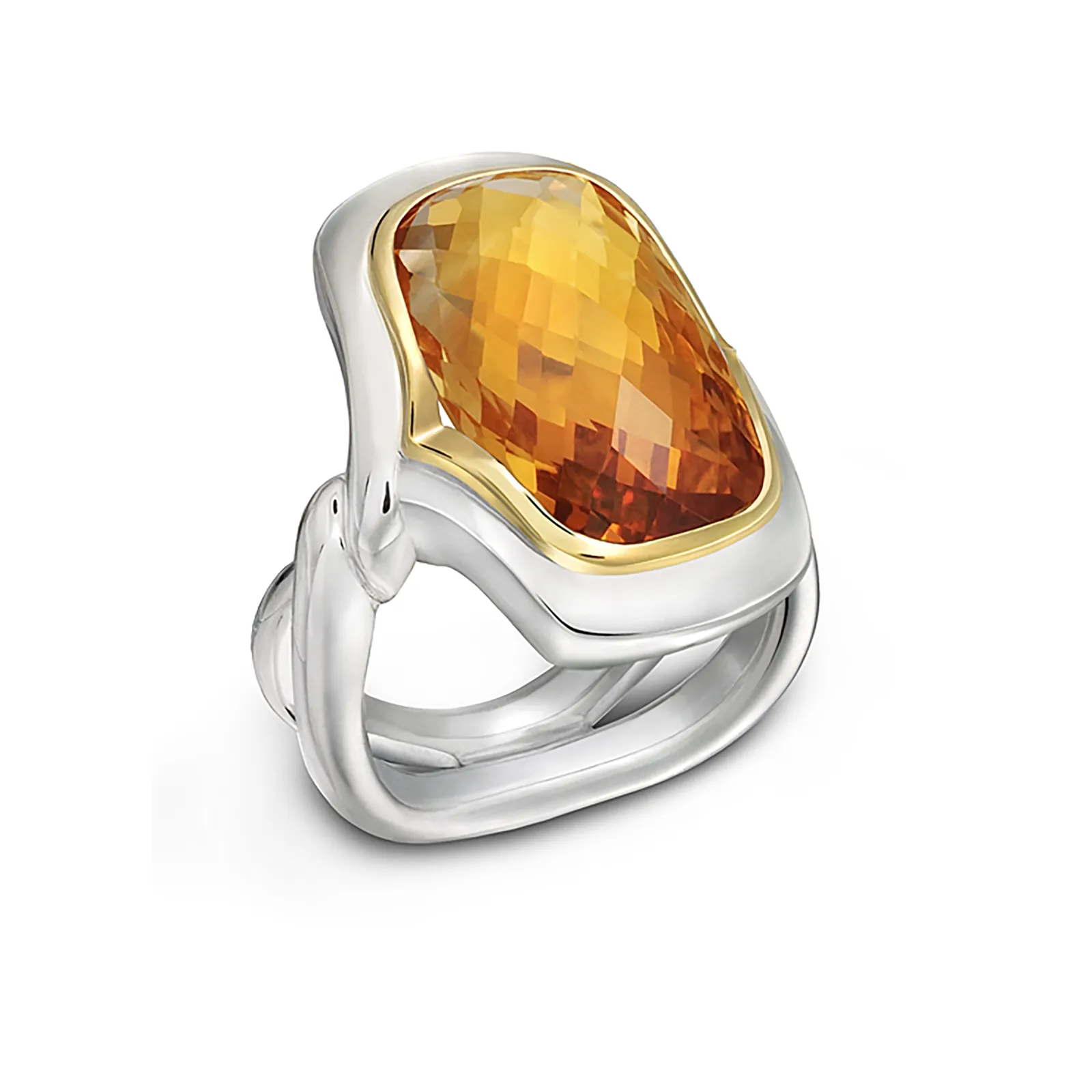Twizzle Cushion Citrine and Sterling Silver Ring