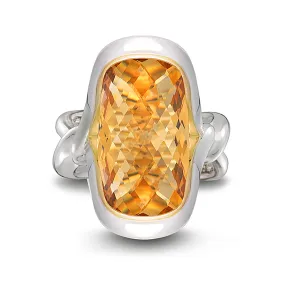 Twizzle Cushion Citrine and Sterling Silver Ring