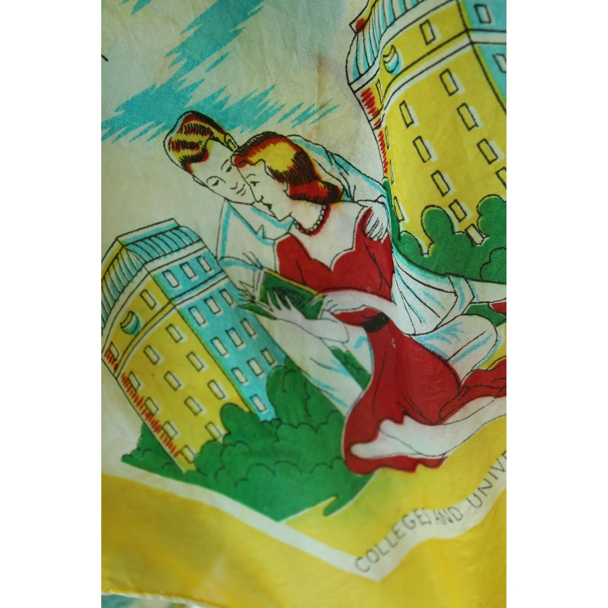 Vintage 1950s California Map Souvenir Rayon Scarf