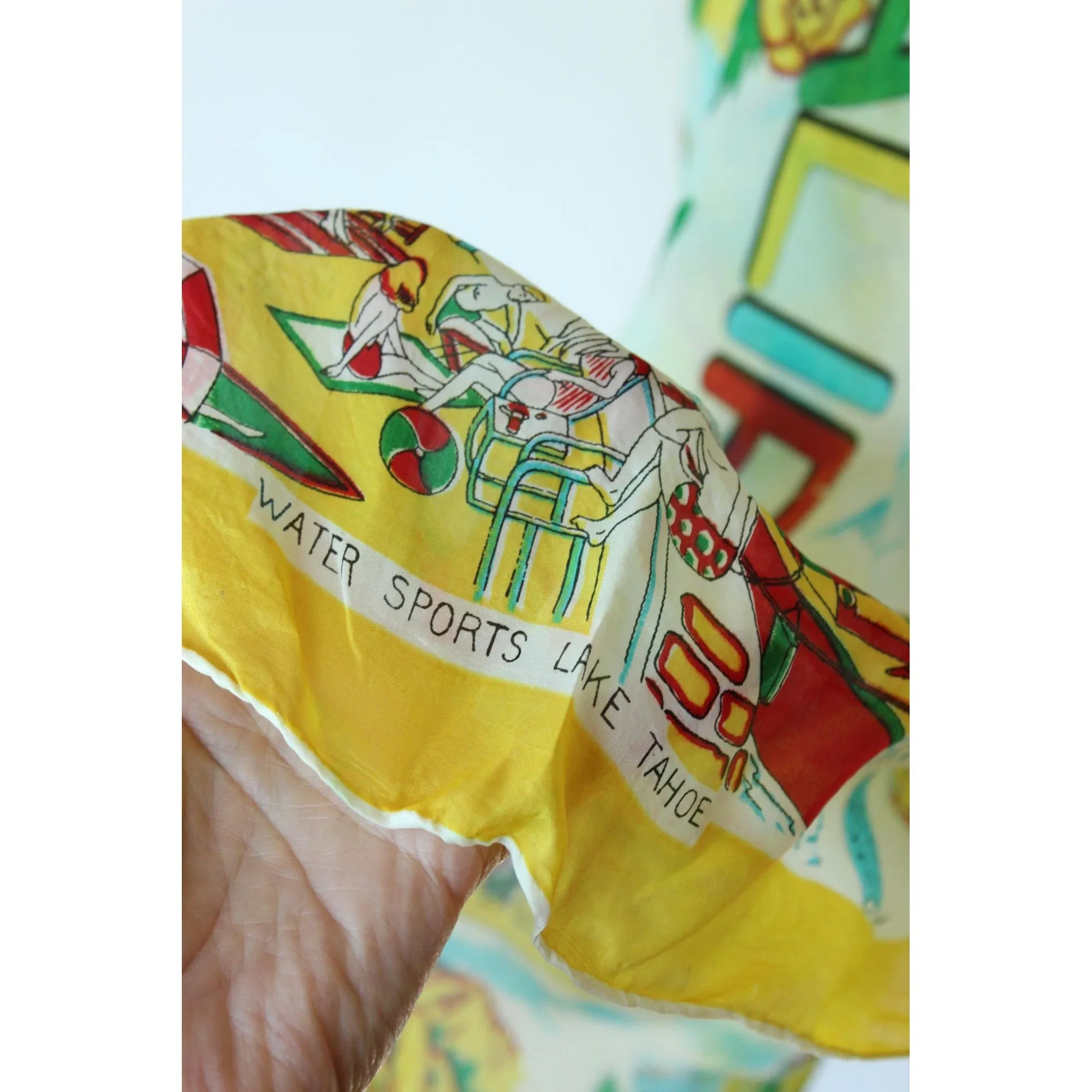 Vintage 1950s California Map Souvenir Rayon Scarf