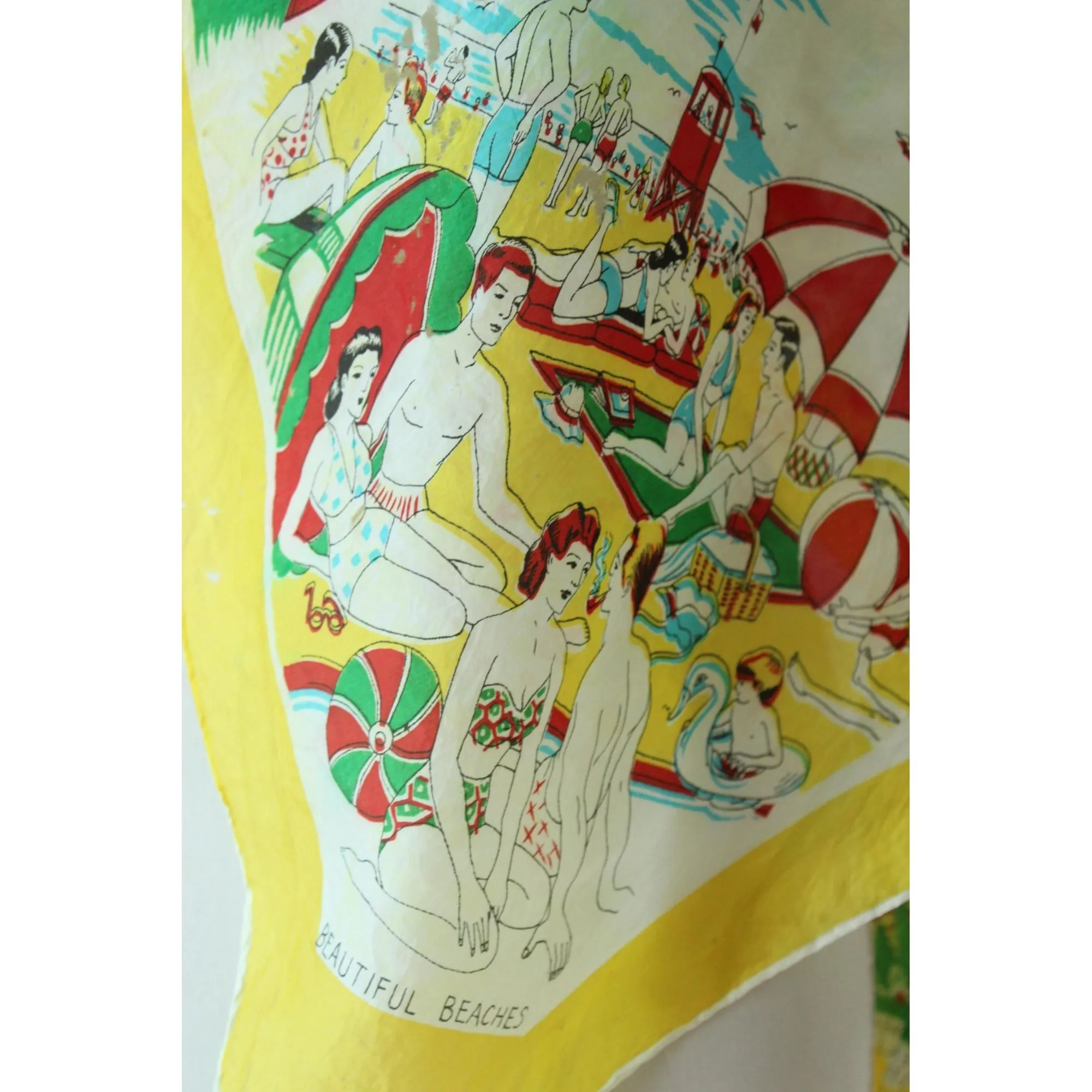Vintage 1950s California Map Souvenir Rayon Scarf