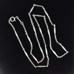 Vintage Long Platinum Watch Chain Necklace, 14.2 gms