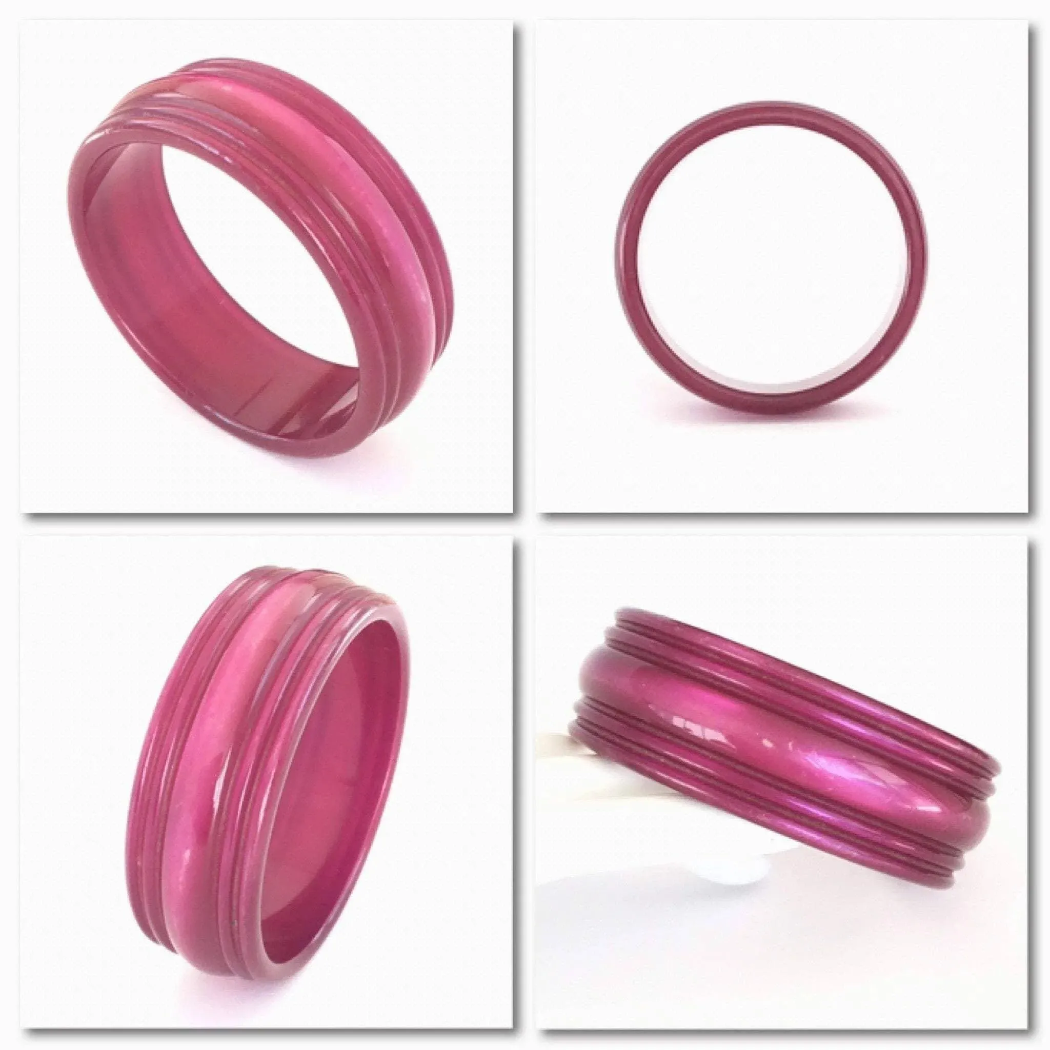 Vintage Magenta Moonglow Lucite Bangle