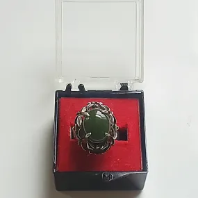 Vintage Sterling Silver Jade Ring- Vedazzling