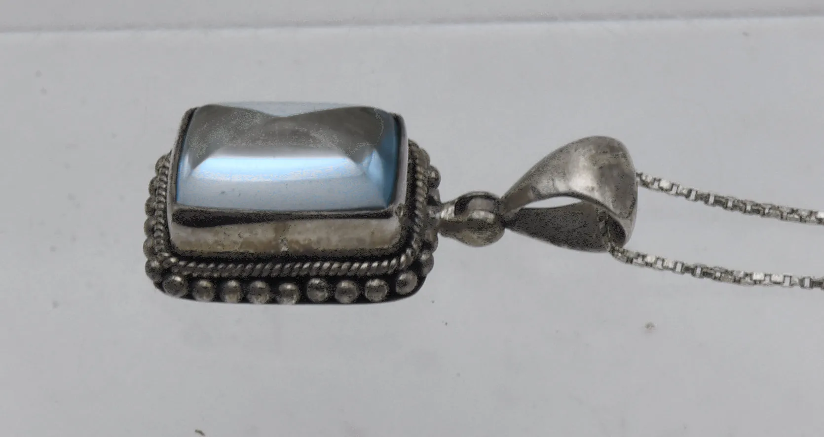 Vintage Sugar Loaf Blue Topaz Pendant Necklace - 20.5"
