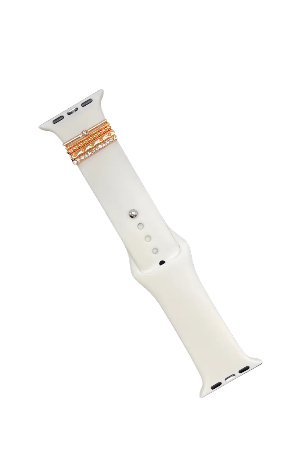 WATCH BAND WITH METAL ACCENTS | WHITE SILICONE