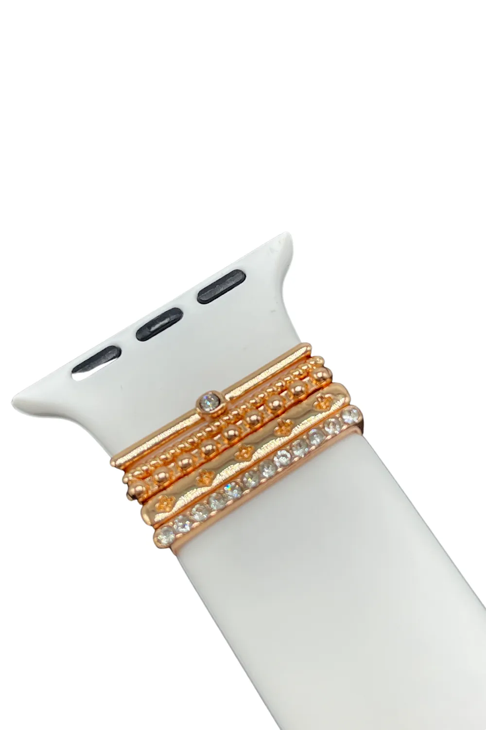 WATCH BAND WITH METAL ACCENTS | WHITE SILICONE