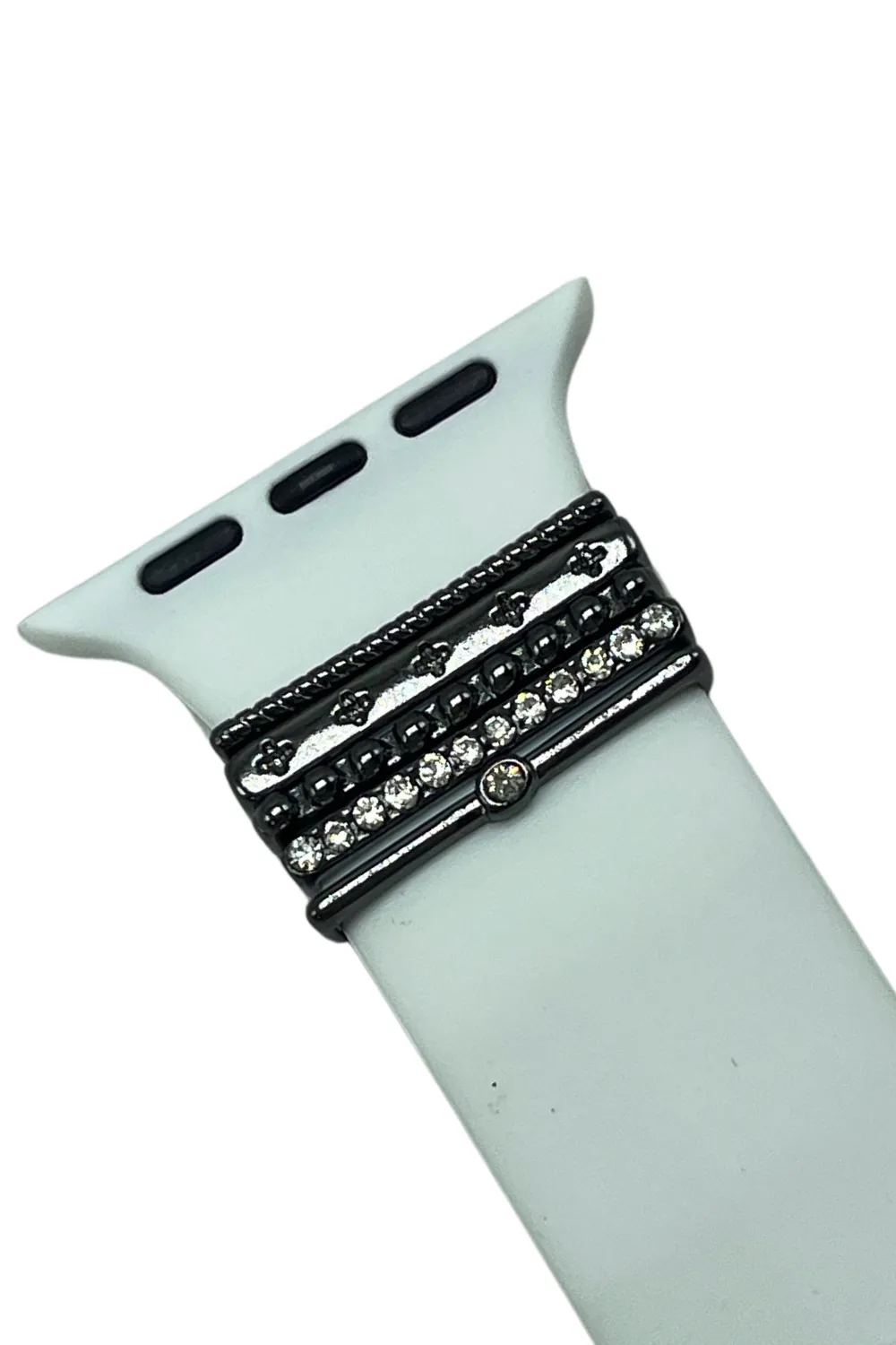 WATCH BAND WITH METAL ACCENTS | WHITE SILICONE