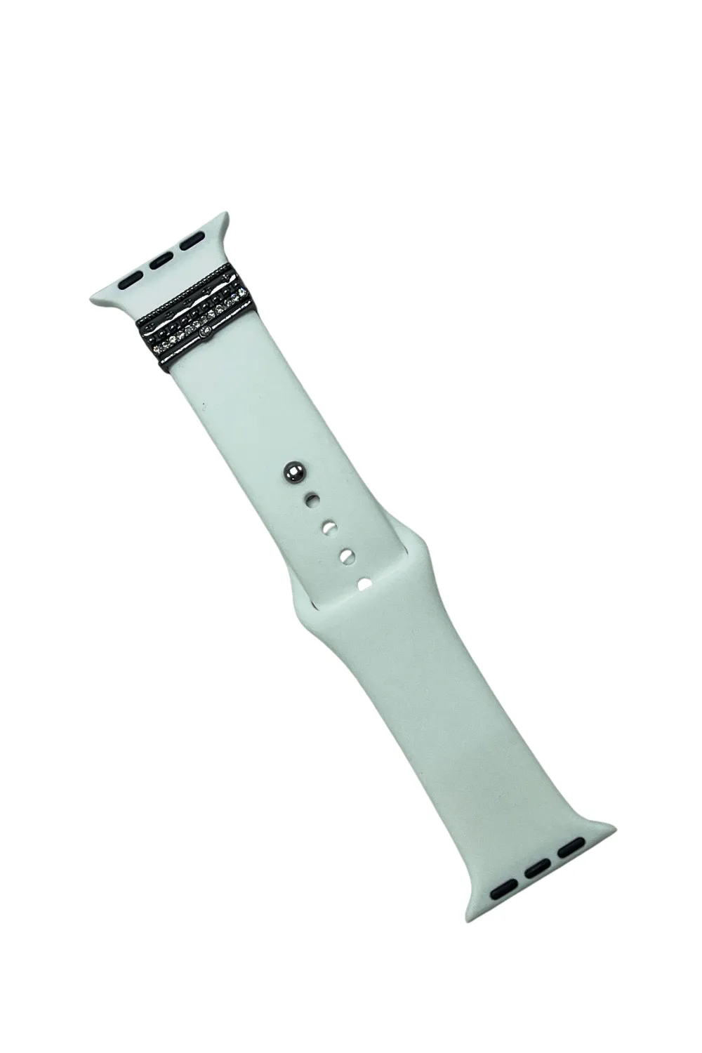 WATCH BAND WITH METAL ACCENTS | WHITE SILICONE
