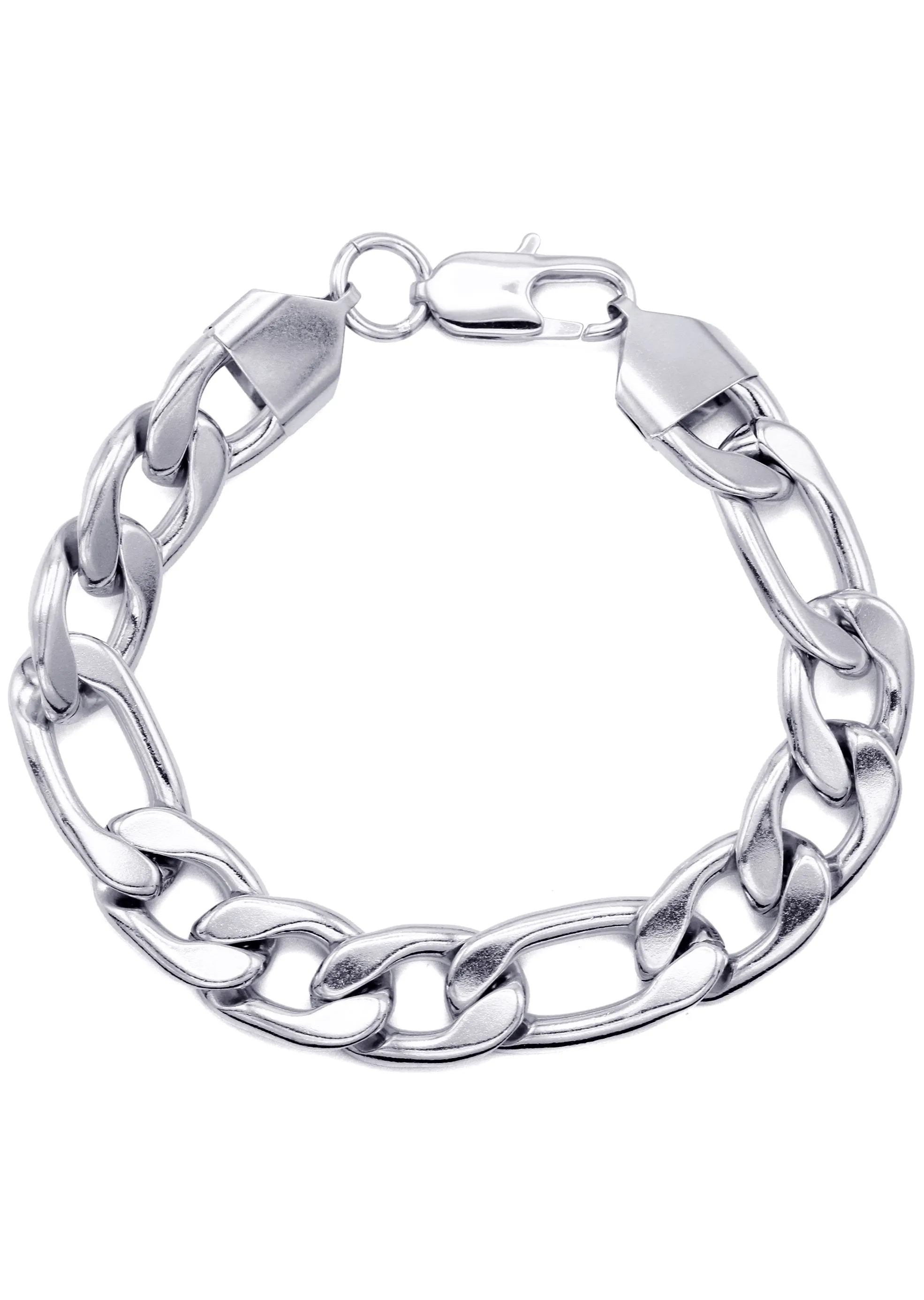 White Gold Plated Figaro Bracelet
