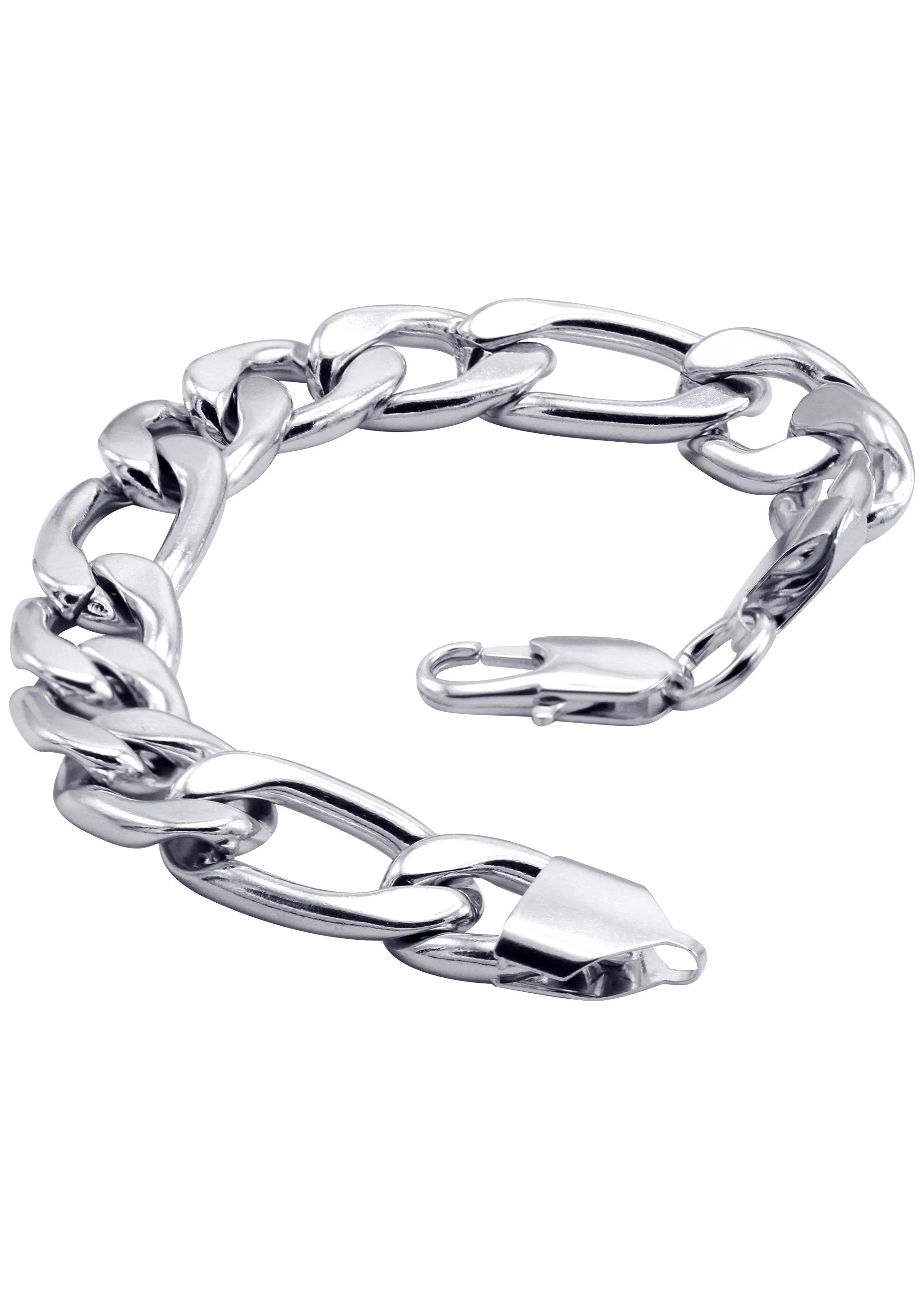 White Gold Plated Figaro Bracelet