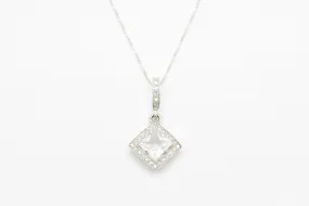White Topaz Necklace - Natural Topaz Pendant - Vintage Topaz Necklace
