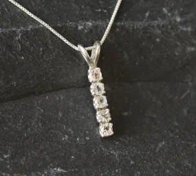 White Topaz Necklace - Vertical Topaz Necklace - White Drop Pendant