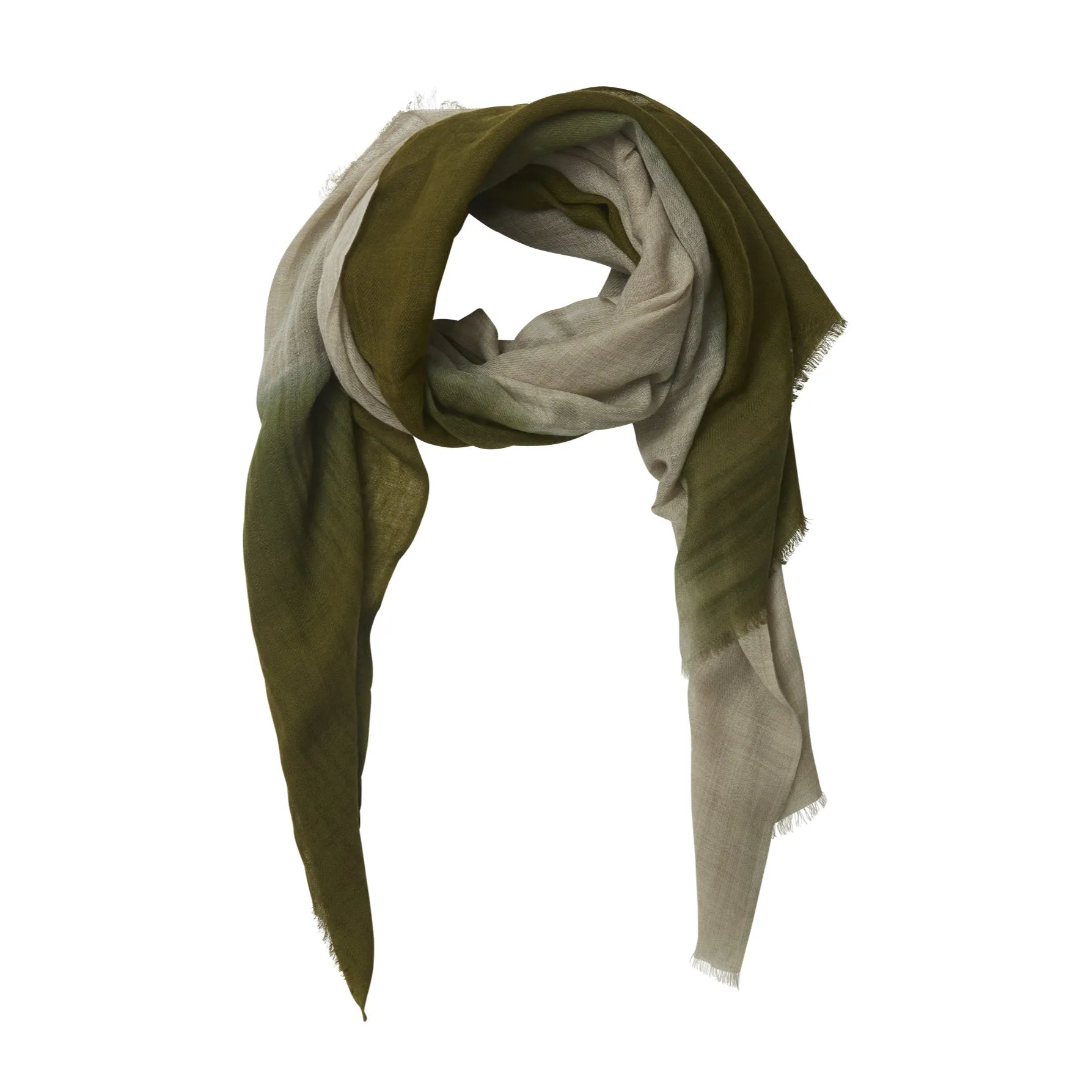 Wool Scarf Tie & Dye - Kaki