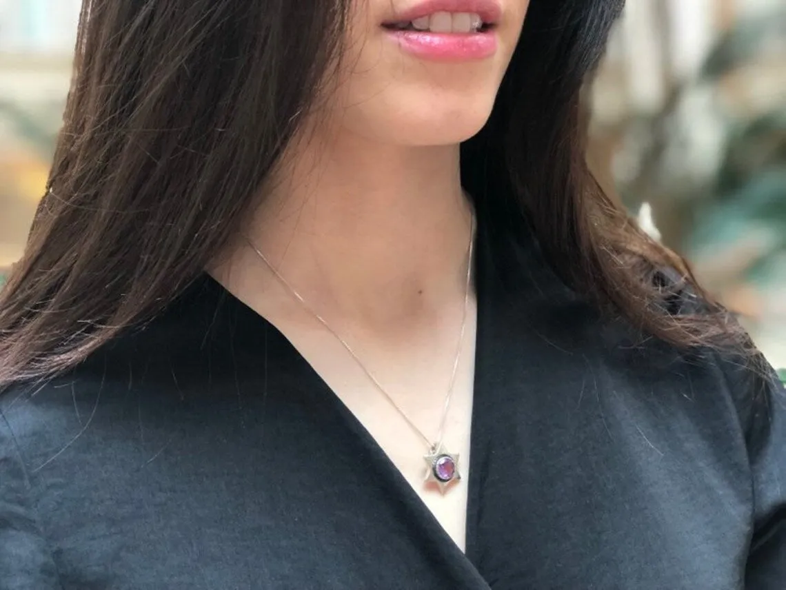 Yellow Star Pendant - Real Citrine Necklace - Silver Star Necklace